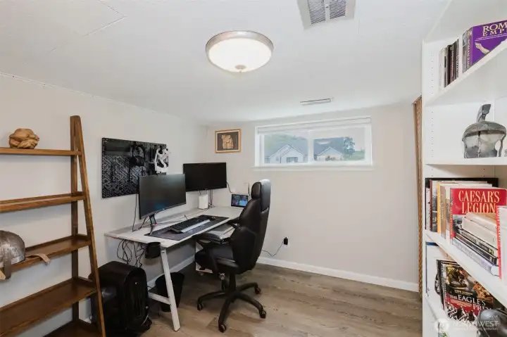Downstairs room being used as an office.