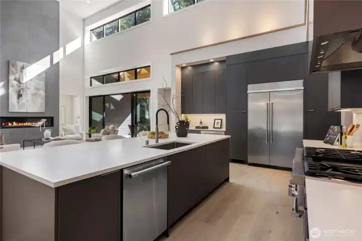 Bellmont Cabinets Kitchenaid refrigerator, Thermidor 48" dual fuel range, Bosch dishwasher