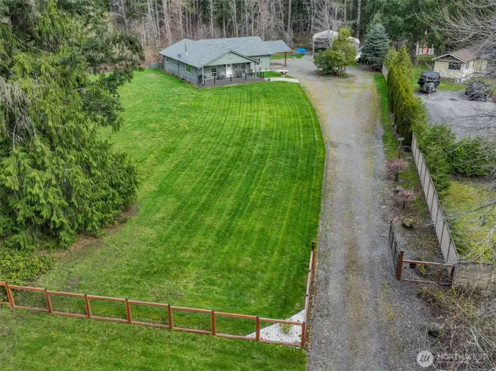 Home is tucked back in the property far from the road.