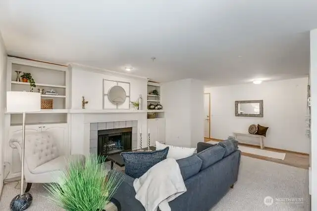View of the custom cabinets in the living room