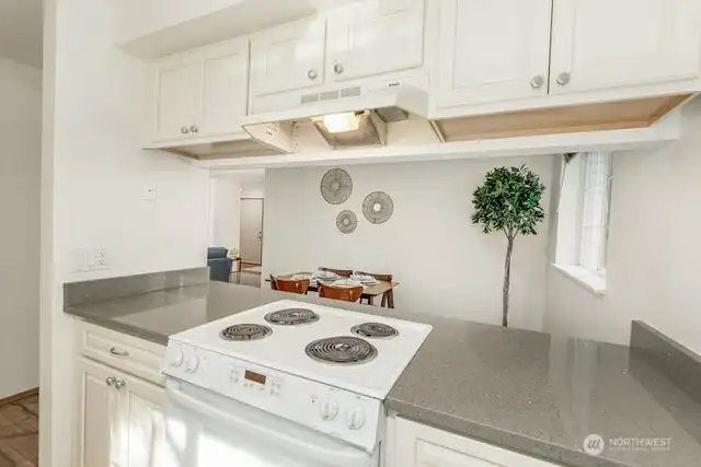 View from the kitchen looking into the dining room