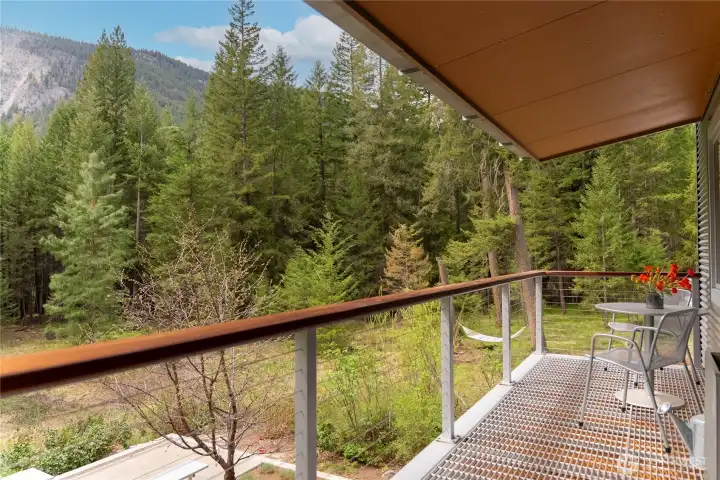 The private deck offers south facing views of the garden and Driveway Butte.