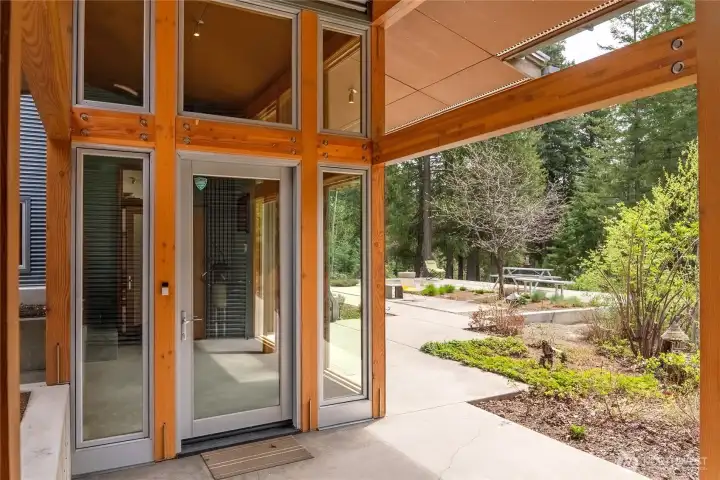 The walkways are all covered, offering thoughtful year-round weather protection.