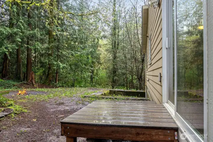 Greenbelt and fire pit.