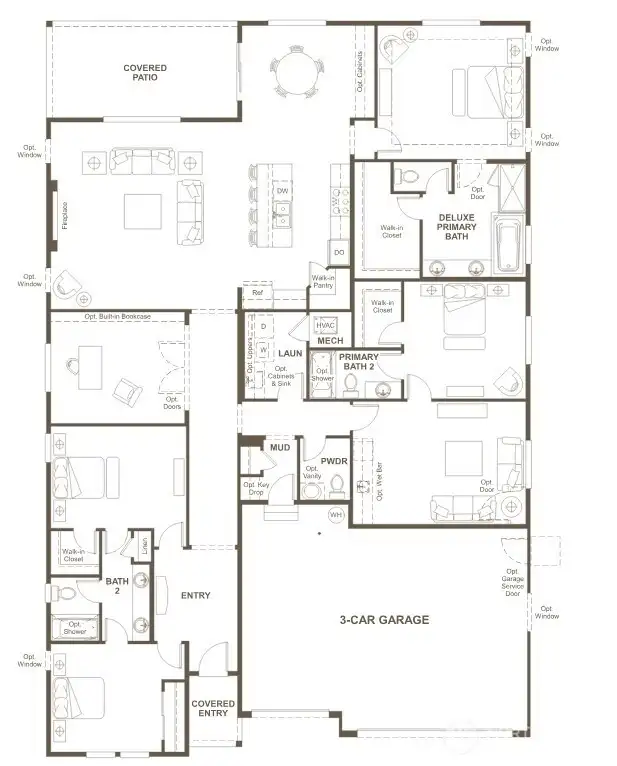 Single Story with 2 Primary Suites