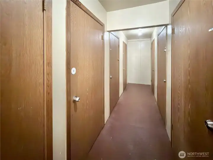 Secured storage in the same building as laundry.