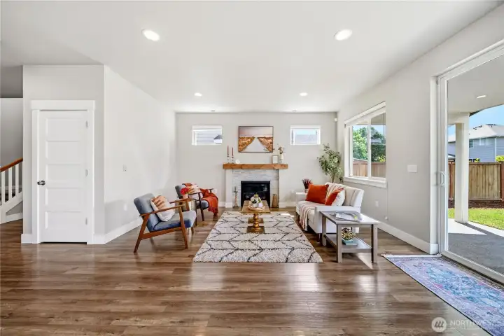 Gorgeous centerpiece gas-burning fireplace
