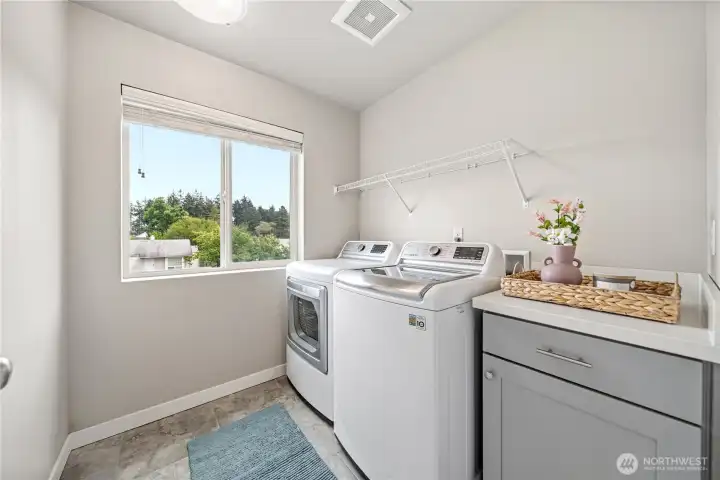 Convenient upstairs laundry room