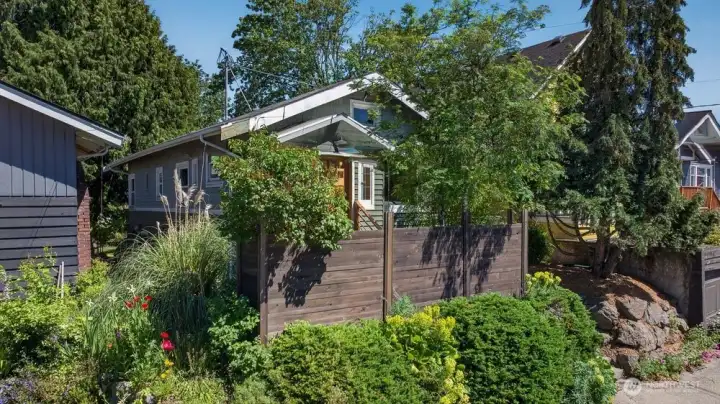 Fully fenced and elevated up from the street to create privacy.