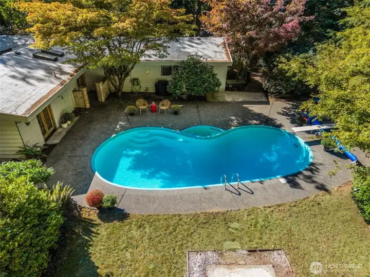 Aerial pool view taken in early fall.
