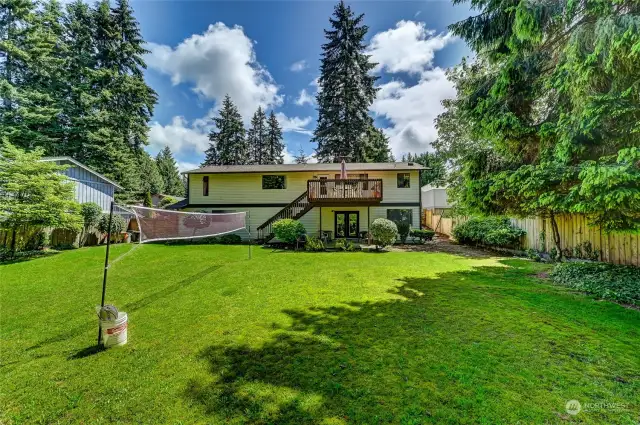 Huge level and private backyard with potential for a play area, or possible home expansion....future DADU?       Just under 14,000 sq ft lot offering a maximum of privacy.