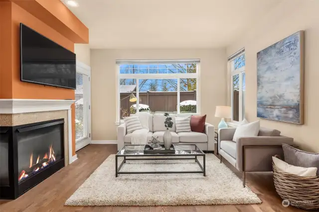 Cozy fireplace in the living room.