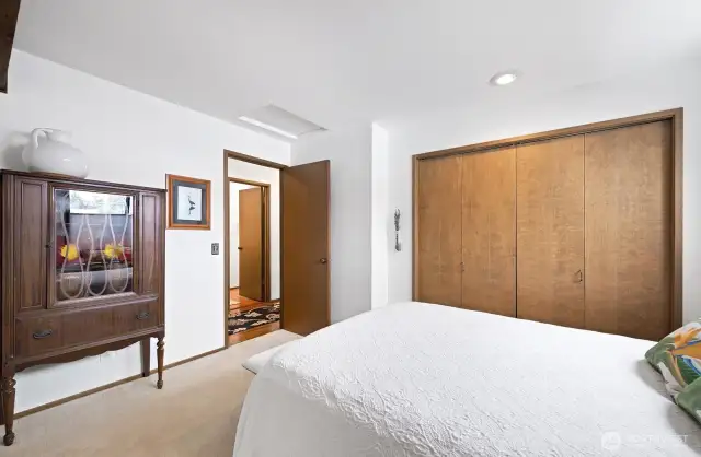 This second photo of the guest bedroom shows the large dimension of this room. The double closets provide ample room for your entire wardrobe.