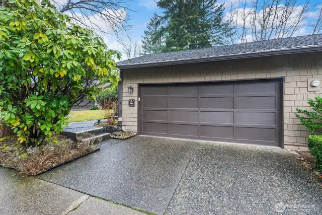 This home has a double garage large enough to accommodate two full size cars with some storage space at the front as well as attic space above.