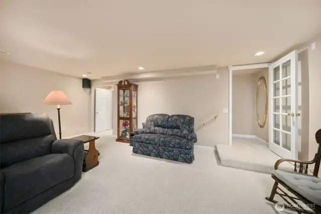 Family room in basement.