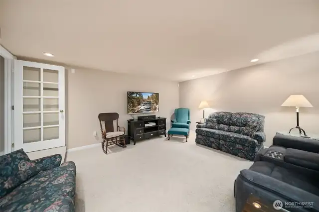 Family room in basement.