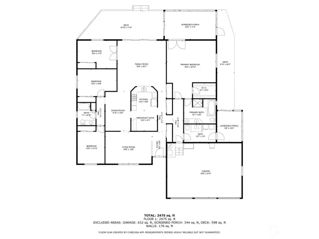 Floor Plan of house & garage. 1,180sqft Shop not included in floor plan.
