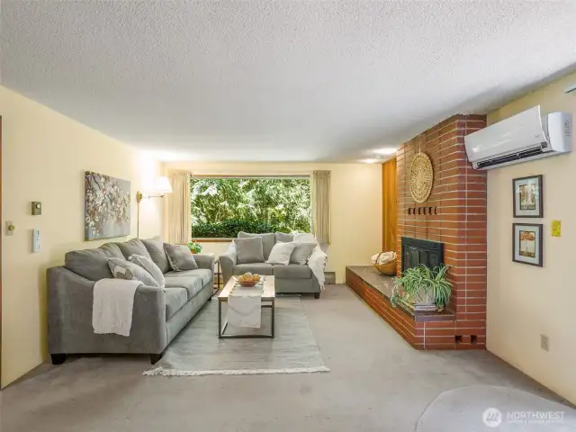 Living Room with Wood Fireplace