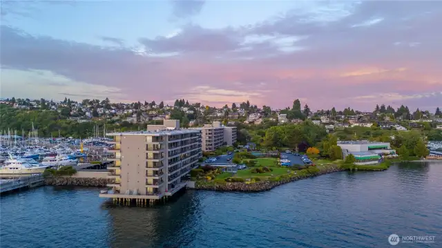 Aerial looking at Sunset West