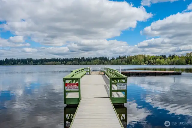 The dock is a favorite place for fishing, boating or doing a cannonball jump into the lake! Little ones will love playing in the sand and wading in the shallow area.