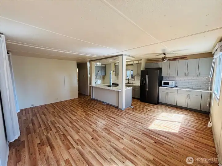 Large living and dining area with great natural light