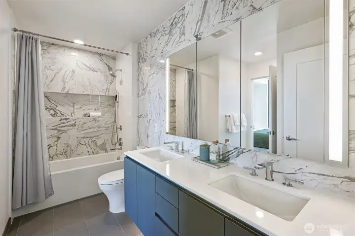 Stylishly appointed full bathroom.