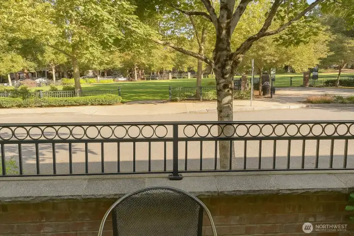 View of Village Green Park from your front porch. Watch the concerts in the park and annual tree-lighting