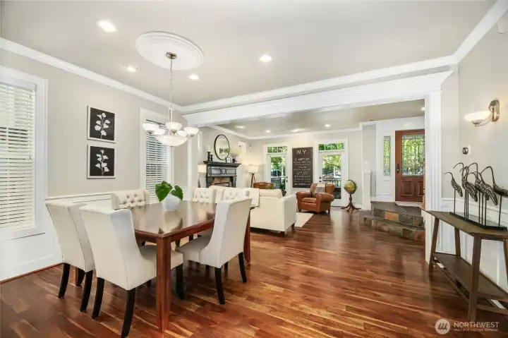 Look out on to the perfectly manicured park from the front of the home