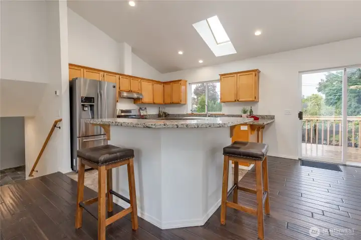 Spacious kitchen with bright skylight