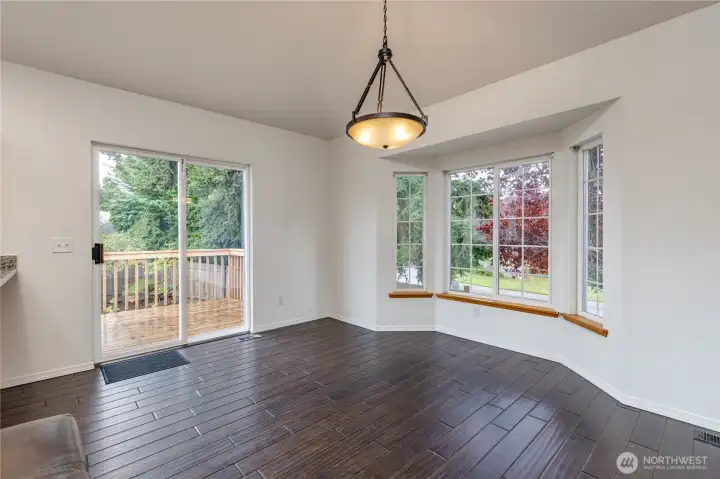 Dining room has slider to the back deck