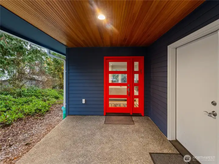 Studio entrance. Storage room through french doors to the right.