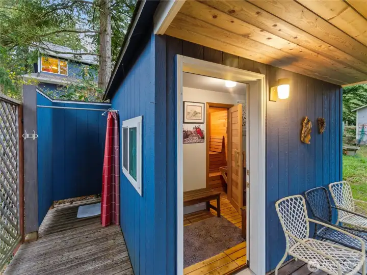 Sauna with outdoor shower