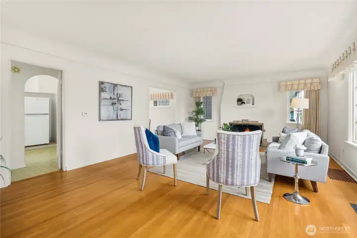 Living room opens up to the dining room or enter into the kitchen.