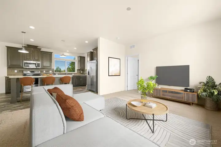 Virtually staged living room.