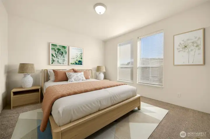 Virtually staged bedroom.