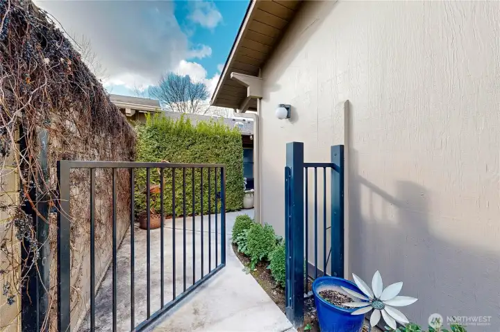 Access gate to patio and front door