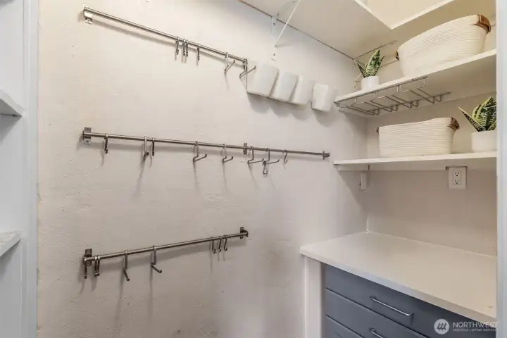 Love this pantry!  Easily accessed, functional and cute!