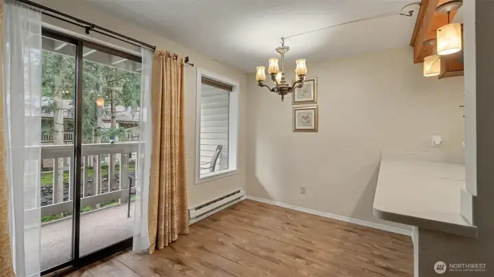 Enjoy a dedicated dining area or eat from the bar, and use this area as a den office!