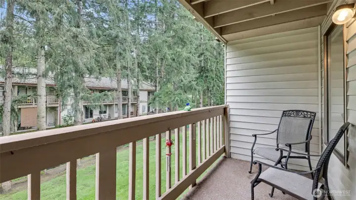 Balcony overlooking the grounds.