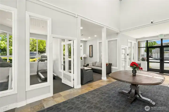 The clubhouse features a workout room.