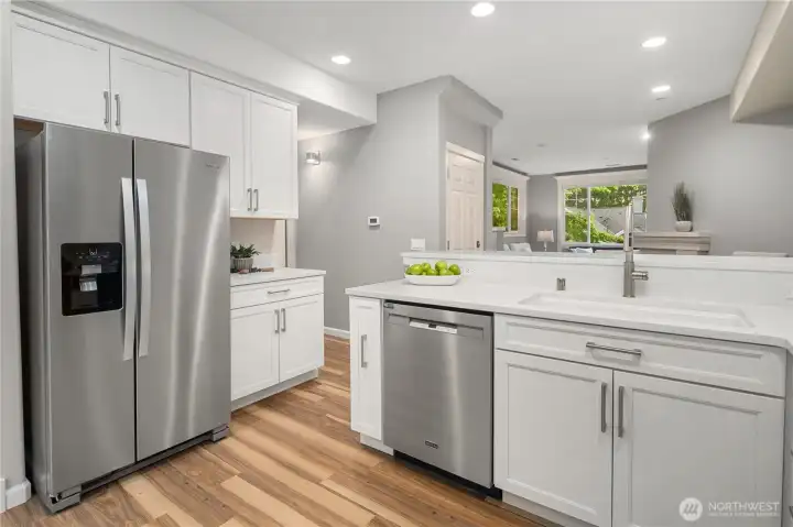 The custom cabinetry goes all of the way to the ceiling.