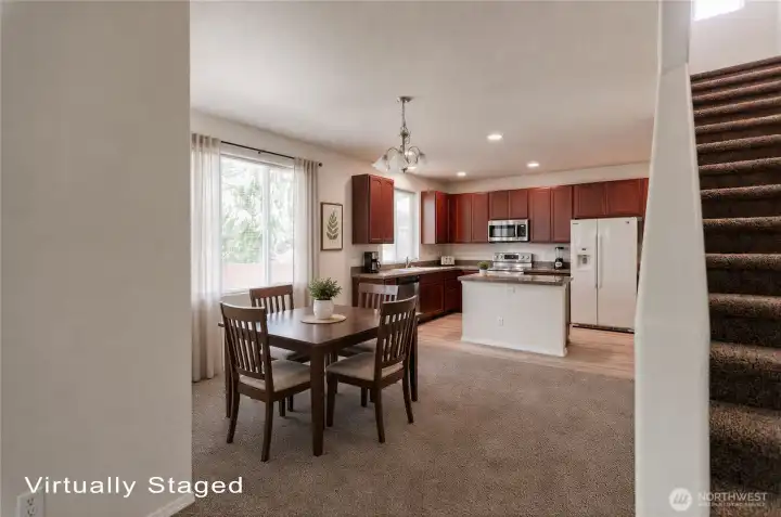 Open dining area has room for a large table.
