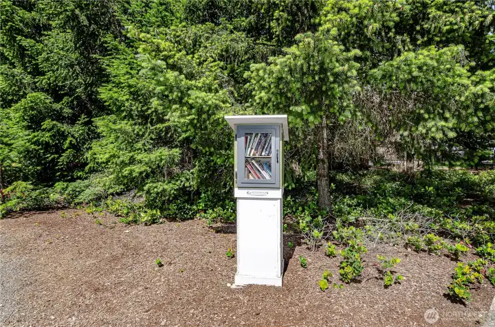 The community even has a reading mini library to share books between neighbors.