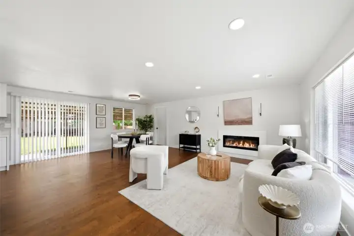 Living room and dining room