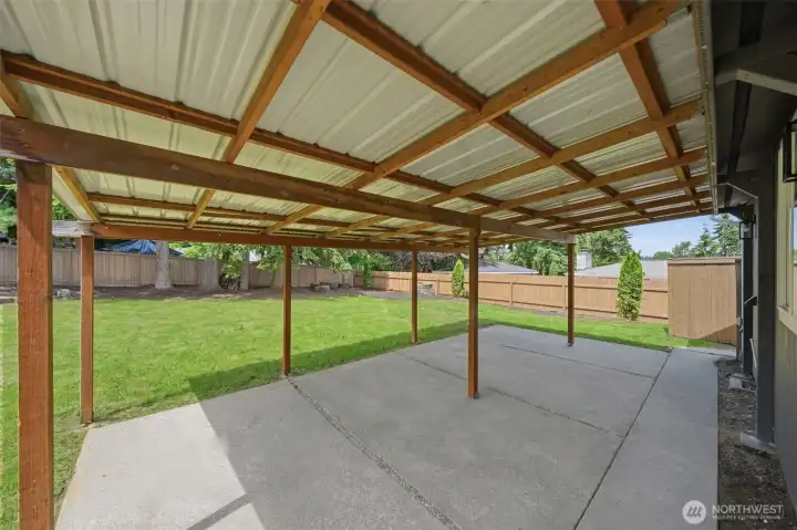 Covered patio deck is Huge