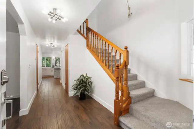 Let's go upstairs. Brand new carpet welcomes your toes!