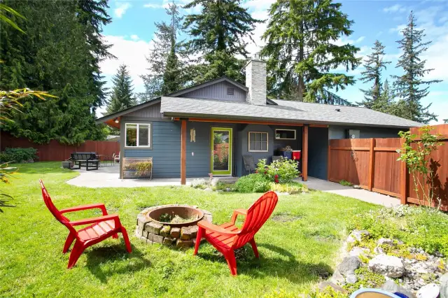 View of outside covered area & firepit