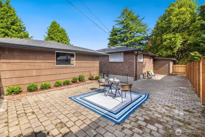 Private backyard space with pavers and brand new fence!