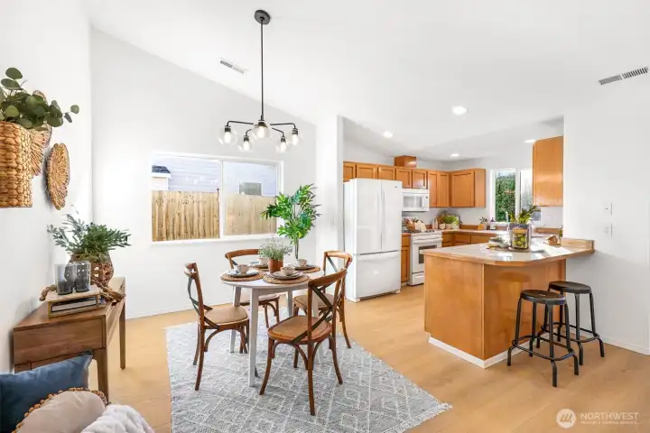 The dining room is adjacent to the kitchen making entertaing easy.