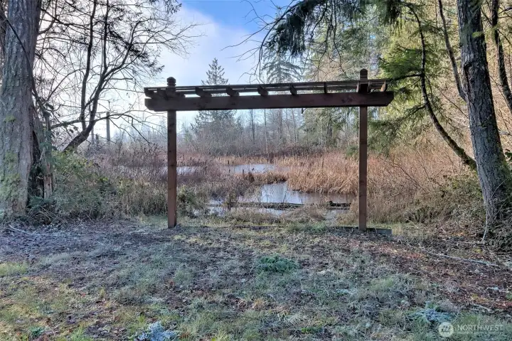 Beautiful arbor - erected for a family wedding that they had here! Very serene!